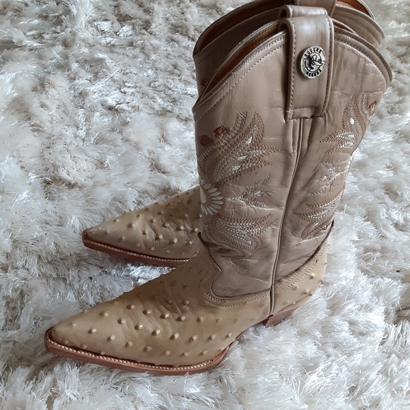 Tan Cream Rogers Boots Cowboy boots, size 7 - Picture 2 of 16